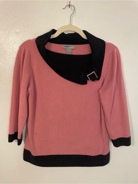 Pink and black sweater with buckle detail designers original size large